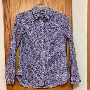Duluth Trading Co Purple White Calico Floral Button-Down Shirt Cottagecore